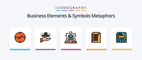 negocio elementos y símbolos metáforas línea lleno 5 5 icono paquete incluso juego. hombre. conexión. obrero. empresario. creativo íconos diseño vector