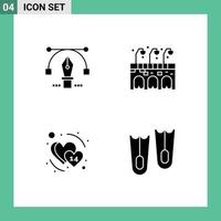 Set of 4 Modern UI Icons Symbols Signs for pen february education pub diving Editable Vector Design Elements