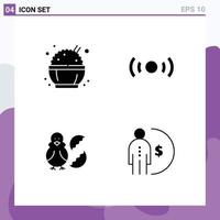 Pictogram Set of 4 Simple Solid Glyphs of chinese chicken basic ui baby Editable Vector Design Elements