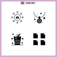 Universal Icon Symbols Group of 4 Modern Solid Glyphs of ecommerce champagne shopping store jewelry wine Editable Vector Design Elements