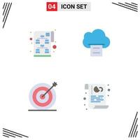 Pack of 4 creative Flat Icons of planning marketing start up print cookies Editable Vector Design Elements