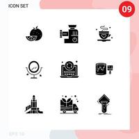 9 Universal Solid Glyphs Set for Web and Mobile Applications refresh heard cup wedding merroir Editable Vector Design Elements