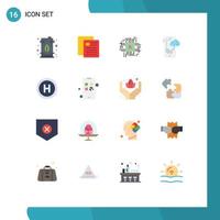 User Interface Pack of 16 Basic Flat Colors of medical mobile school connection fintech Editable Pack of Creative Vector Design Elements