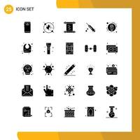 25 Universal Solid Glyphs Set for Web and Mobile Applications power energy consumption history drug injection Editable Vector Design Elements