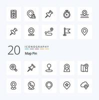 20 Map Pin Line icon Pack like location pin building navigation compass vector