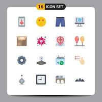 Modern Set of 16 Flat Colors Pictograph of commerce world accessories internet shorts Editable Pack of Creative Vector Design Elements