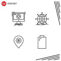 4 Creative Icons Modern Signs and Symbols of addition web download global map Editable Vector Design Elements