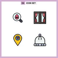 4 User Interface Filledline Flat Color Pack of modern Signs and Symbols of search heart holiday furniture map Editable Vector Design Elements