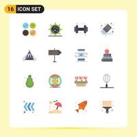 16 Universal Flat Colors Set for Web and Mobile Applications tent rubber medicine remove delete Editable Pack of Creative Vector Design Elements