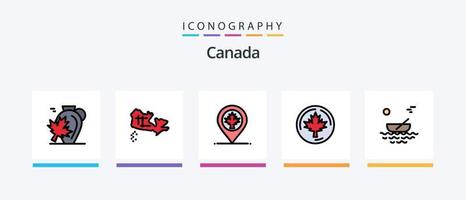Canada Line Filled 5 Icon Pack Including canada. maple. canada. leaf. autumn. Creative Icons Design vector