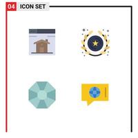 Editable Vector Line Pack of 4 Simple Flat Icons of web jewel design rank chat Editable Vector Design Elements