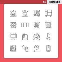 16 User Interface Outline Pack of modern Signs and Symbols of rack home ware funnel home wifi Editable Vector Design Elements