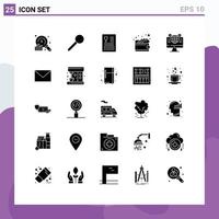 Pictogram Set of 25 Simple Solid Glyphs of globe wallet catalog money meal Editable Vector Design Elements