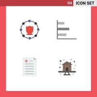 Set of 4 Vector Flat Icons on Grid for computing pros and cons network horizontal premium Editable Vector Design Elements