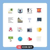 Universal Icon Symbols Group of 16 Modern Flat Colors of left school karaoke projector device Editable Pack of Creative Vector Design Elements