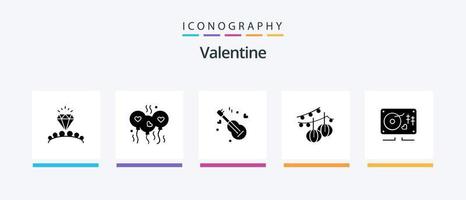 Valentine Glyph 5 Icon Pack Including song. love. bloone. day. valentine. Creative Icons Design vector