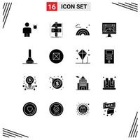 16 Universal Solid Glyphs Set for Web and Mobile Applications image computer developer app spring Editable Vector Design Elements