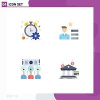 User Interface Pack of 4 Basic Flat Icons of counter presentation timer magnifier training Editable Vector Design Elements