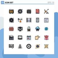 Modern Set of 25 Filled line Flat Colors Pictograph of atom file aid computer box Editable Vector Design Elements