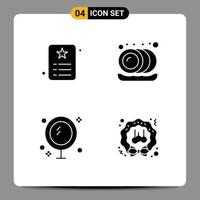 User Interface Pack of 4 Basic Solid Glyphs of card bathroom identity plate mirror Editable Vector Design Elements