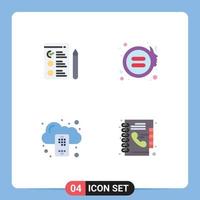 Group of 4 Modern Flat Icons Set for cv mobile equality justice book Editable Vector Design Elements