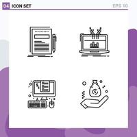 Universal Icon Symbols Group of 4 Modern Filledline Flat Colors of business platform paper analytical invoice Editable Vector Design Elements