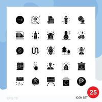 Pictogram Set of 25 Simple Solid Glyphs of plant education accumulation agriculture calculator Editable Vector Design Elements