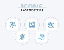 seo azul icono paquete 5 5 icono diseño. SEO orgánico. aumentar. pantalla. derechos de autor vector