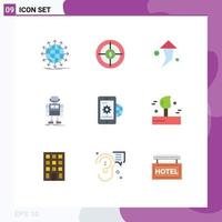 Universal Icon Symbols Group of 9 Modern Flat Colors of technology robot marketing machine up Editable Vector Design Elements