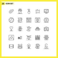 Line Pack of 25 Universal Symbols of device computer arrow full arrow Editable Vector Design Elements