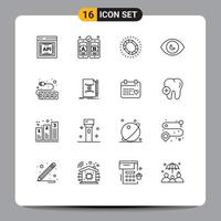 16 Thematic Vector Outlines and Editable Symbols of hardware view jewelry search eye Editable Vector Design Elements