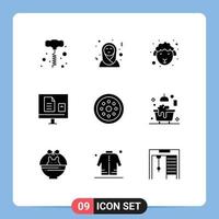 Modern Set of 9 Solid Glyphs Pictograph of protection lock lamb school learn Editable Vector Design Elements