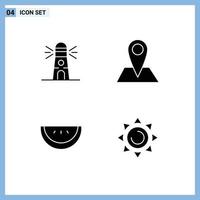 Solid Glyph Pack of Universal Symbols of lighthouse watermelon house map shinning Editable Vector Design Elements