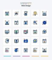 Creative Web Design 25 Line FIlled icon pack  Such As internet. computer. design. web. design vector