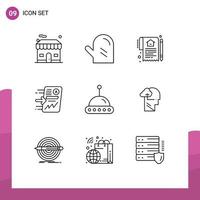 Editable Vector Line Pack of 9 Simple Outlines of chart report document send contract Editable Vector Design Elements