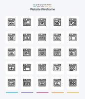 Creative Website Wireframe 25 OutLine icon pack  Such As web. page. secure. mail. browser vector