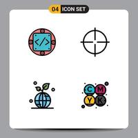 Modern Set of 4 Filledline Flat Colors Pictograph of code earth management gym planet Editable Vector Design Elements