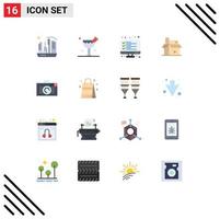 Group of 16 Modern Flat Colors Set for media creative eat content list Editable Pack of Creative Vector Design Elements