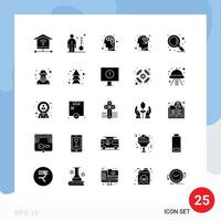 25 Universal Solid Glyphs Set for Web and Mobile Applications zoom find artificial perfection head Editable Vector Design Elements