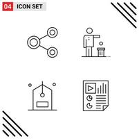 User Interface Pack of 4 Basic Filledline Flat Colors of connect thought sharing idea commerce Editable Vector Design Elements