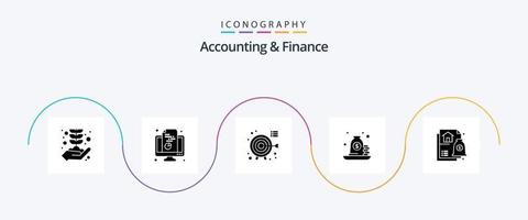 Accounting And Finance Glyph 5 Icon Pack Including loan. payment. document. mortgage. focus vector