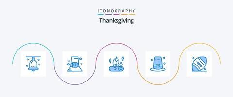 Thanksgiving Blue 5 Icon Pack Including thanksgiving. hat. thanksgiving. garden. fire vector