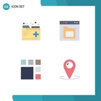 Editable Vector Line Pack of 4 Simple Flat Icons of care editing records file image Editable Vector Design Elements