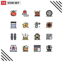 Modern Set of 16 Flat Color Filled Lines and symbols such as baby shirt automation sewing accessories Editable Creative Vector Design Elements