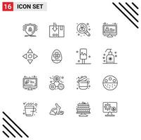 Stock Vector Icon Pack of 16 Line Signs and Symbols for arrow education packing e learning user Editable Vector Design Elements