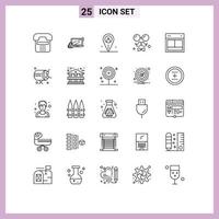 Line Pack of 25 Universal Symbols of day avatar lock outsource location Editable Vector Design Elements