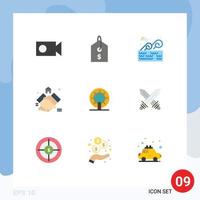 Universal Icon Symbols Group of 9 Modern Flat Colors of ship wheel place real handshake Editable Vector Design Elements