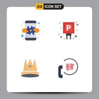 Modern Set of 4 Flat Icons and symbols such as hash tag king mobile parking first Editable Vector Design Elements