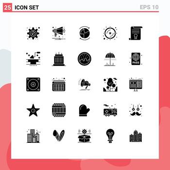 Pictogram Set of 25 Simple Solid Glyphs of degree value database star rating Editable Vector Design Elements