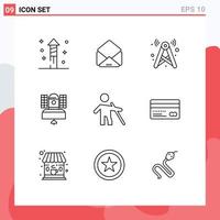 9 Universal Outlines Set for Web and Mobile Applications old telecommunication internet communication broadcast Editable Vector Design Elements